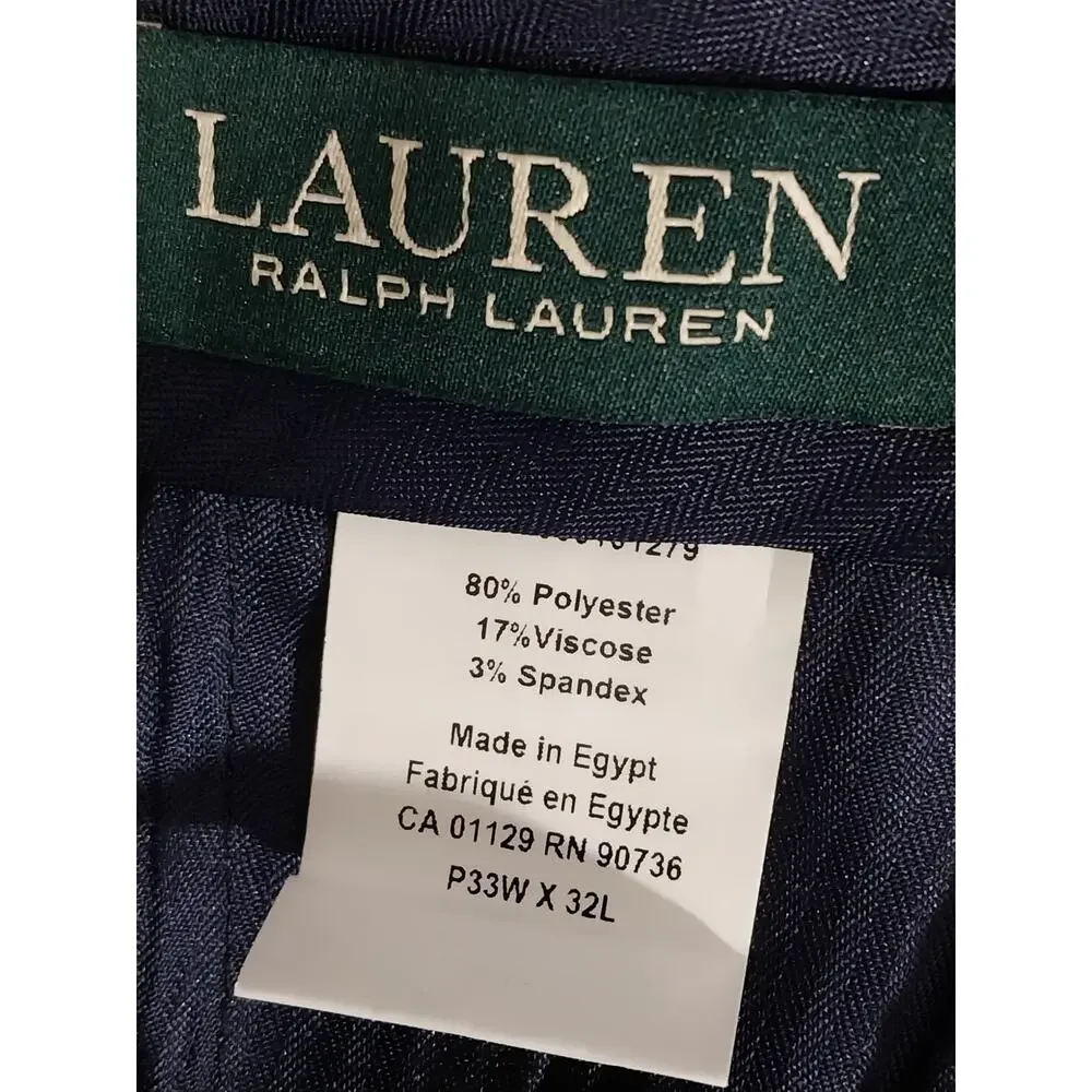 NWT@$95! LAUREN BY RALPH LAUREN! LT BLUE MICRO WEAVE ULTRAFLEX PANTS! SZ 33x32